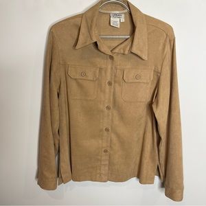 URBAN by par Haggar Beige Faux Suede Shirt Pockets Jacket Size 10